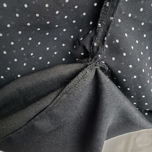 Who What Wear Black Polka Dotted Sheer Sleeve Button Up Maxi Dress w/Slip Sz L - Picture 9 of 9